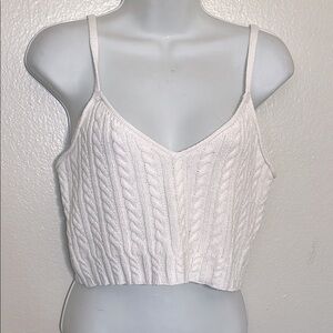 Cotton Candy White Ribbed Crop Camisole